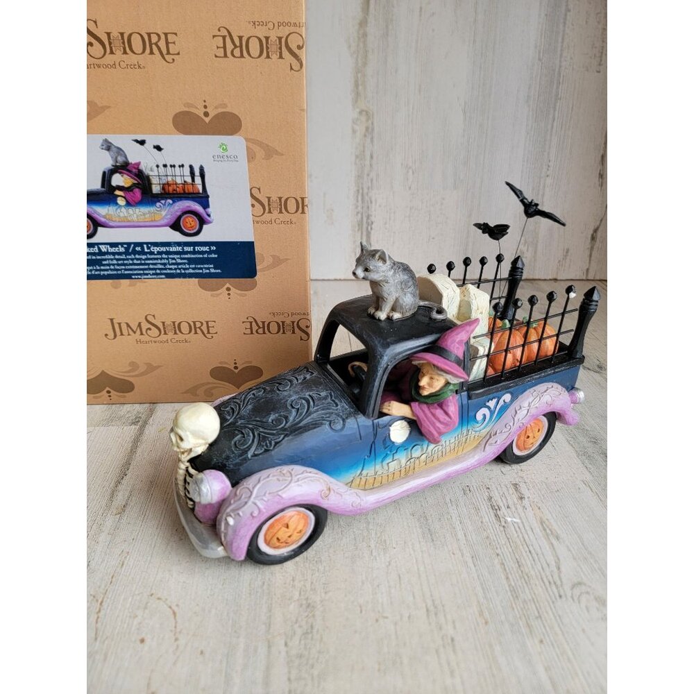 Jim shore NEW 6010674 wicked Wheels witch car RARE Enesco Halloween‎ figure